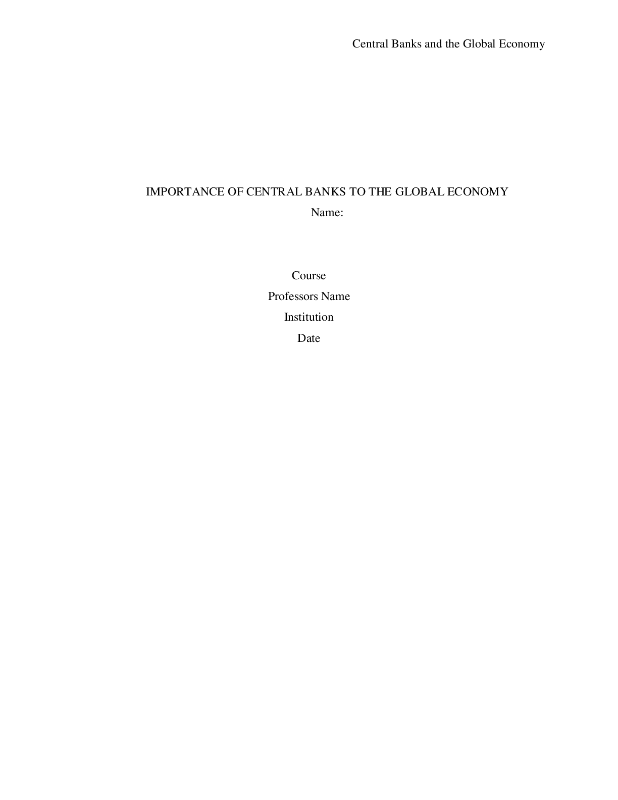 Preview image for IMPORTANCE OF CENTRAL BANKS TO THE GLOBAL ECONOMY